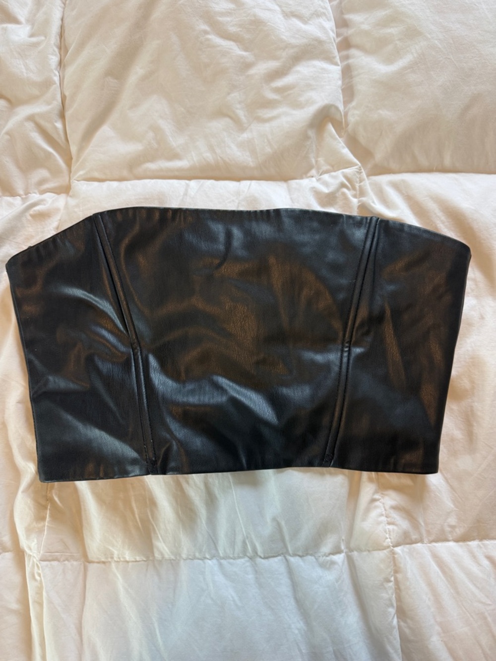 Zara Black Strapless Bustier Top Leather